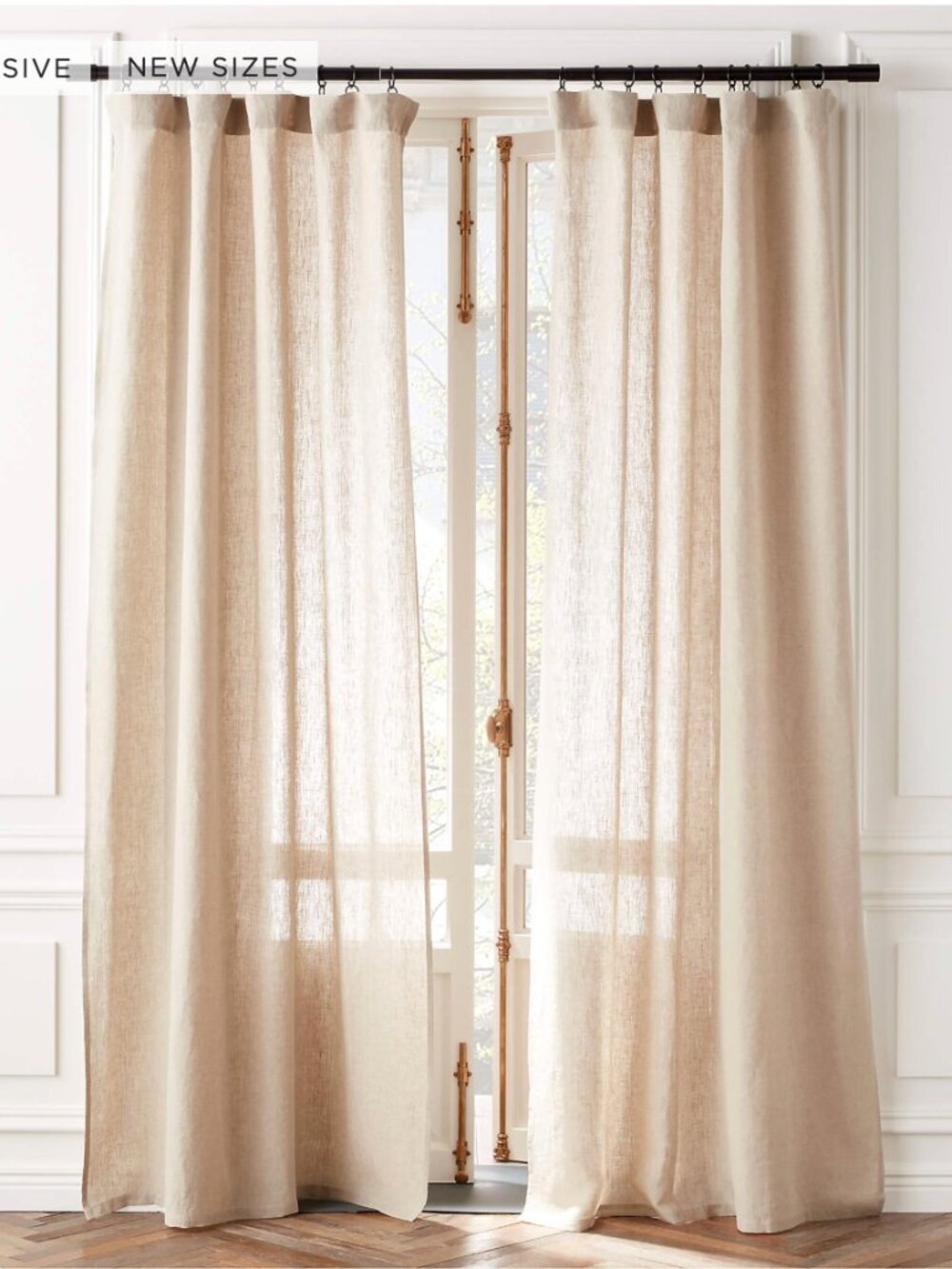2 CB2 Linen Window Curtain Panels 48''x96"